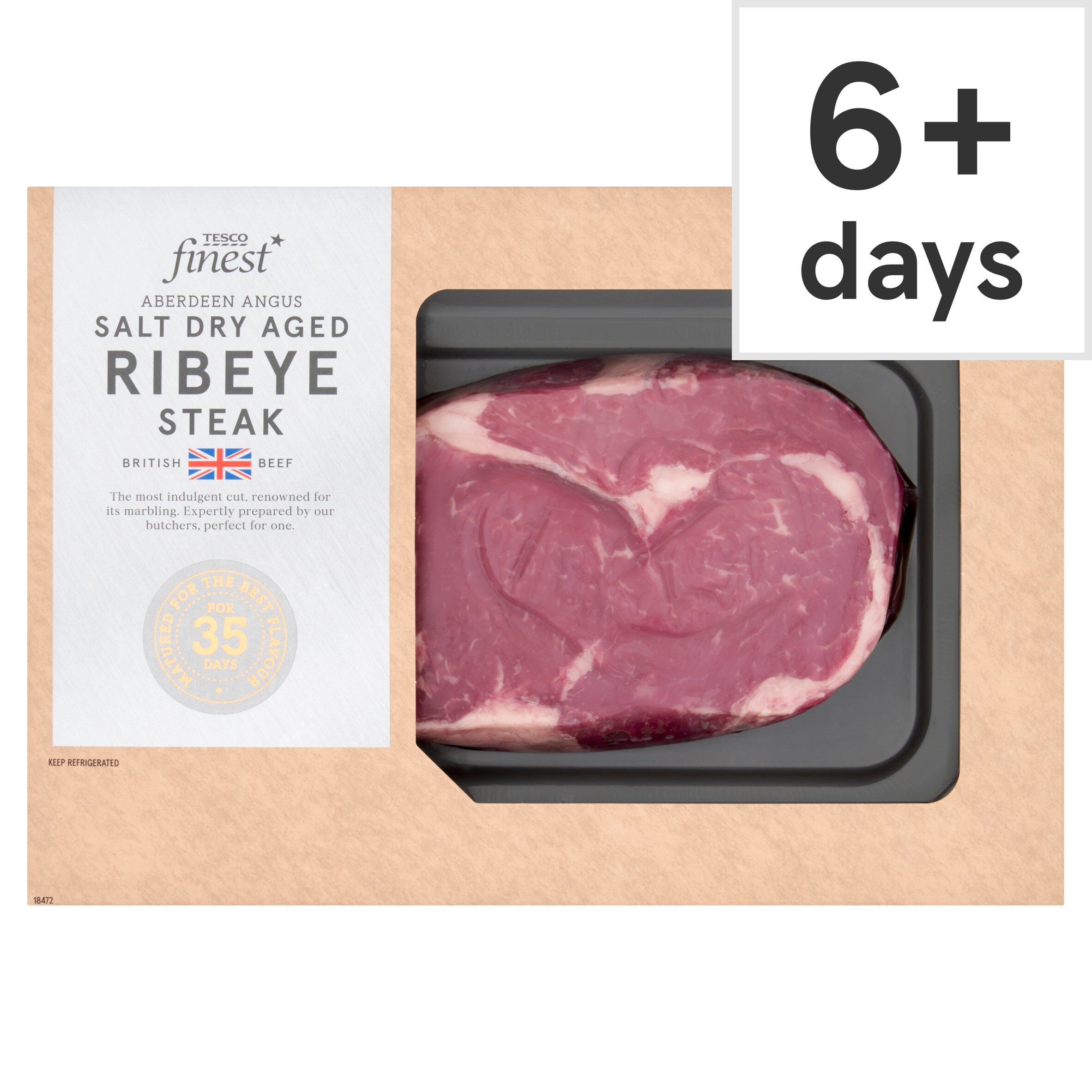 Tesco Finest AA Salt Dry Aged Beef Ribeye Steak 350g