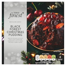 TESCO FINEST BLACK FOREST CHRISTMAS PUDDING 400G