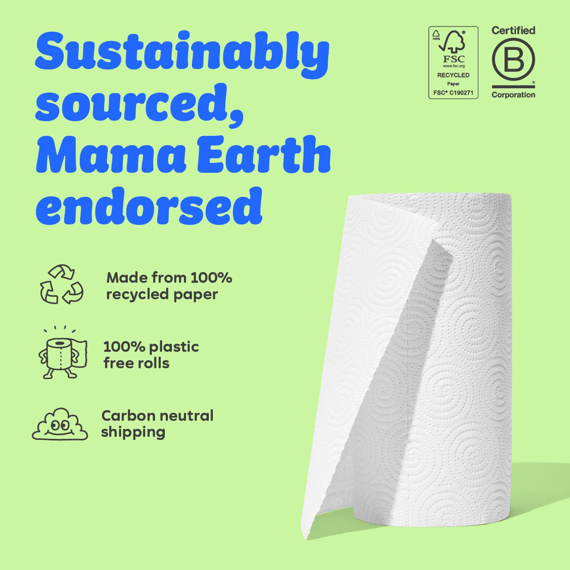 Who Gives A Crap Big & Strong Kitchen Roll 100 sheets 2 Rolls thumbnail 2
