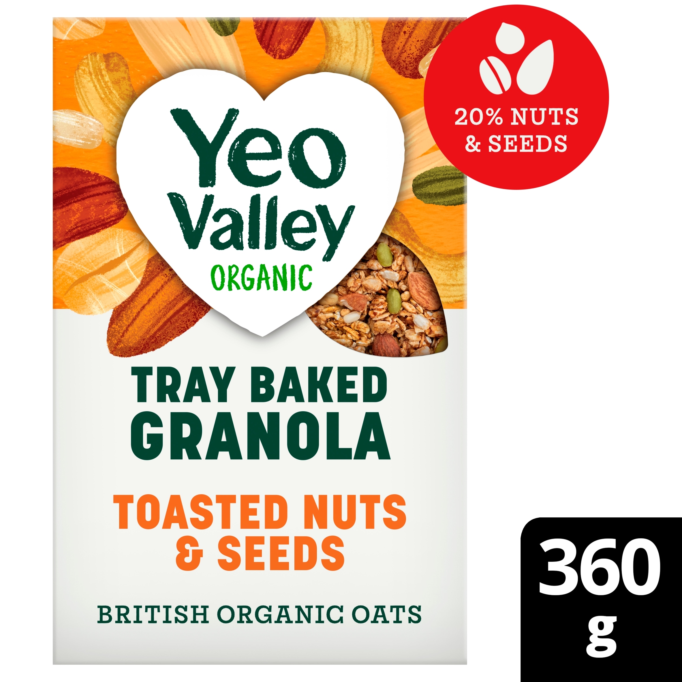 Yeo Valley Organic Tray Baked Granola Toasted Nuts & Seeds 360g
