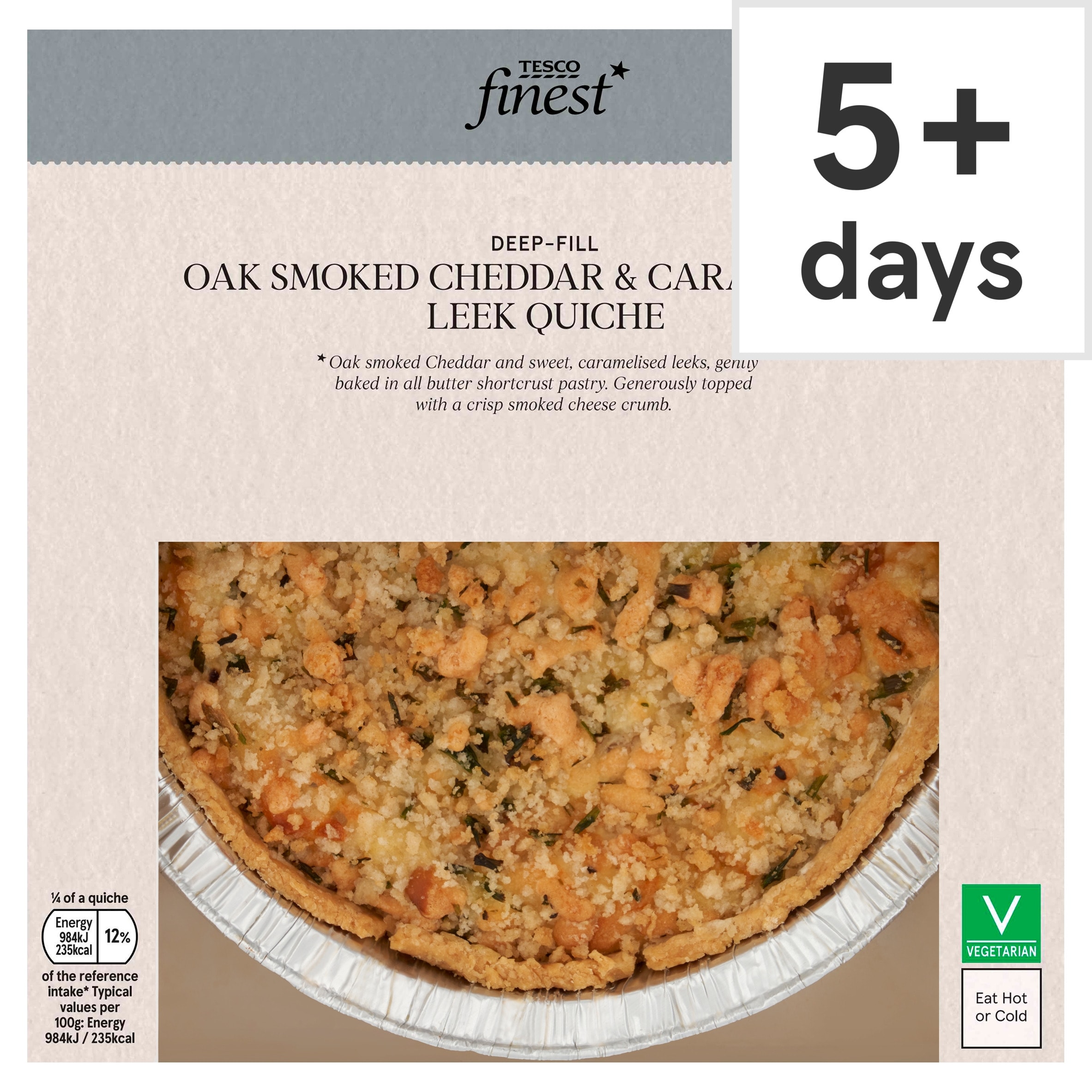 Tesco Finest Oak Smoked Cheddar & Caramelised Leek Quiche 400g