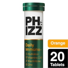 Phizz Daily Immune+ Orange Hydration, Immunity, Electrolytes & Vitamins Effervescent Tablets x20