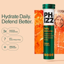 Phizz Daily Immune+ Orange Hydration, Immunity, Electrolytes & Vitamins Effervescent Tablets x20 thumbnail 2