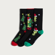The Grinch 3-Pack Cotton Rich Christmas Socks in Multi