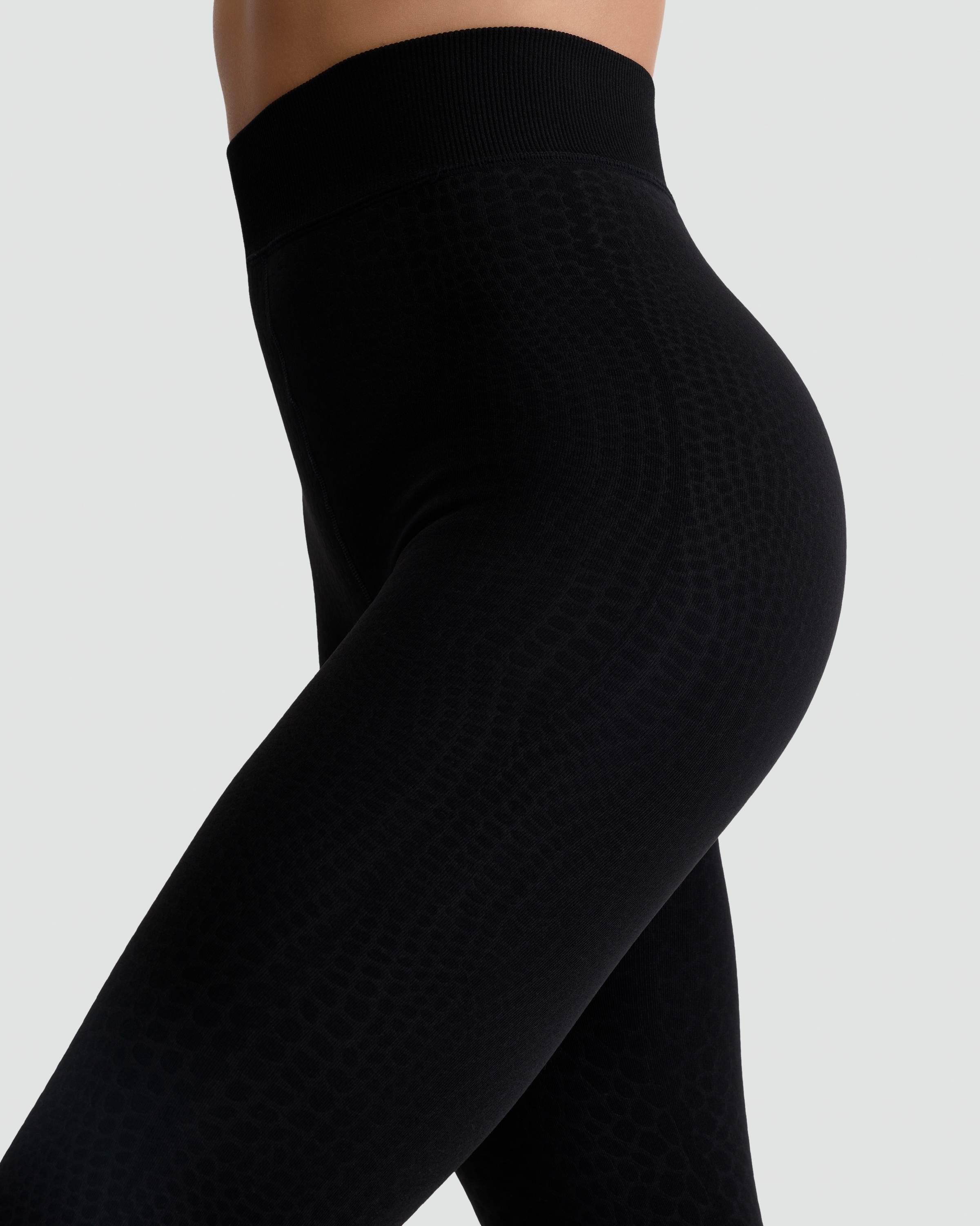 F&F Textured Animal Print Thermal Footless Tights in Black thumbnail 2