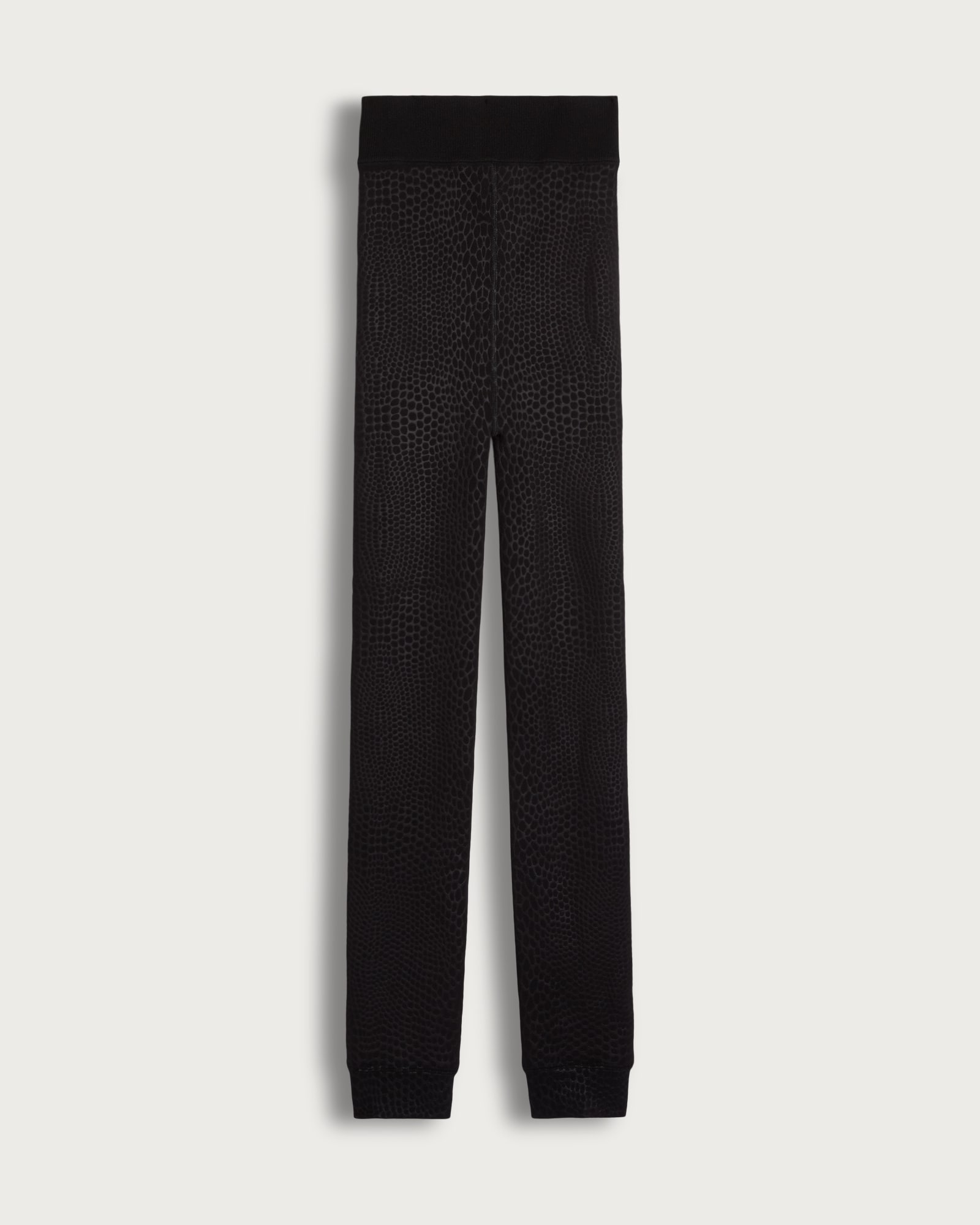 F&F Textured Animal Print Thermal Footless Tights in Black thumbnail 3