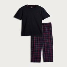 F&F Stag Embroidered T-Shirt and Check Long Pants Pyjamas in Multi thumbnail 4