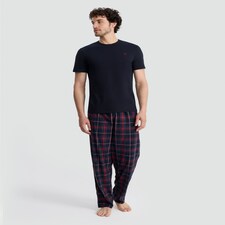 F&F Stag Embroidered Top and Check Long Pants Pyjamas in Multi thumbnail 2