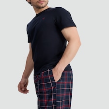 F&F Stag Embroidered Top and Check Long Pants Pyjamas in Multi