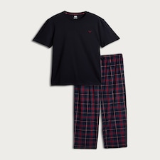 F&F Stag Embroidered Top and Check Long Pants Pyjamas in Multi thumbnail 4