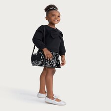 F&F Girls Sequin Bow Dress and Matching Bag Set in Black thumbnail 2