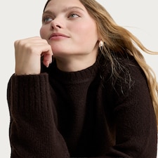 F&F Knitted Crew Neck Cropped Jumper in Chocolate