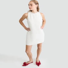 The F&F Edit Boucle Embellished Neck Sleeveless Dress in Cream thumbnail 2