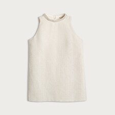 The F&F Edit Boucle Embellished Neck Sleeveless Dress in Cream thumbnail 4