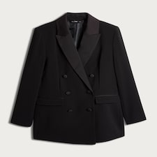 The F&F Edit Double Breasted Tuxedo Blazer in Black thumbnail 5