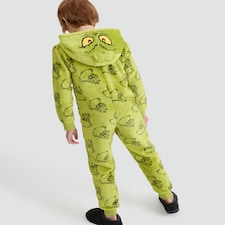 The Grinch Fleece Printed Zip Up Onesie in Green thumbnail 3