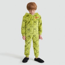 The Grinch Fleece Printed Zip Up Onesie in Green thumbnail 2