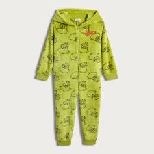 The Grinch Fleece Printed Zip Up Onesie in Green thumbnail 4