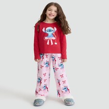 Disney Lilo & Stitch Pure Cotton Christmas Print Pyjamas in Multi thumbnail 2
