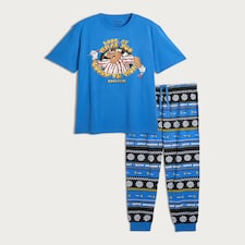 Bullseye Pure Cotton Top and Cuffed Joggers Pyjamas Set in Multi thumbnail 5