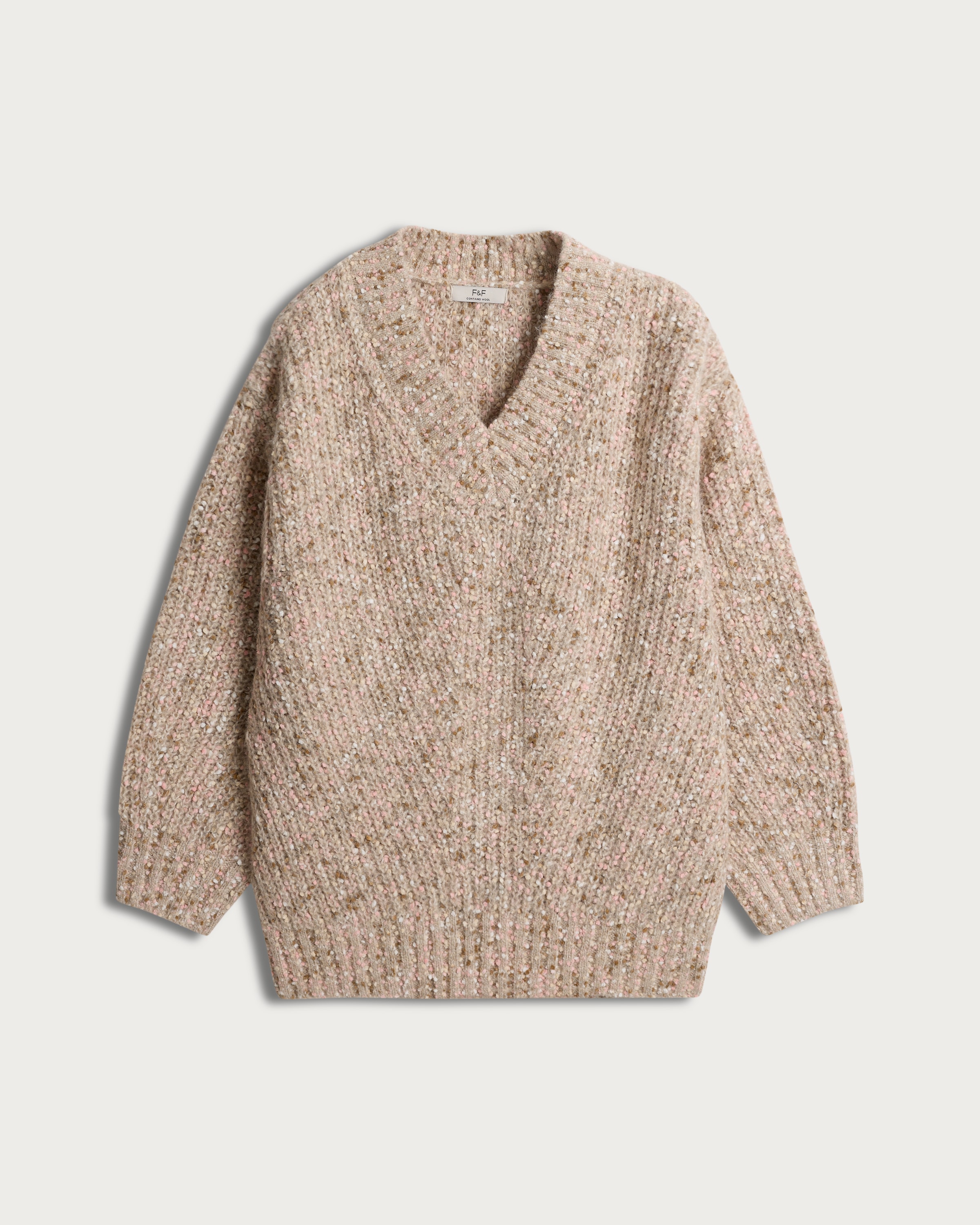 F&F Knitted V Neck Jumper with Wool in Multi thumbnail 4