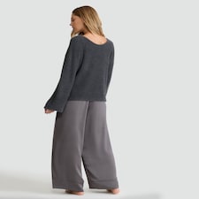 F&F Textured Jumper and Satin Bottoms Pyjamas in Grey thumbnail 3