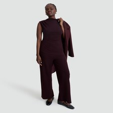 F&F Ribbed Sleeveless Asymmetric Top in Burgundy thumbnail 2
