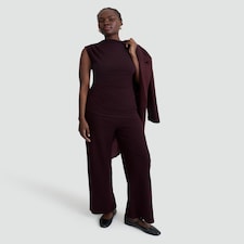 F&F Ribbed Sleeveless Asymmetric Top in Burgundy thumbnail 2