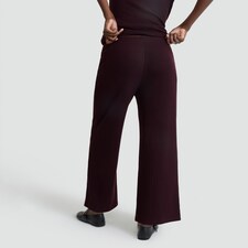 F&F Ribbed Wide Leg Co-ord Trousers in Burgundy thumbnail 3