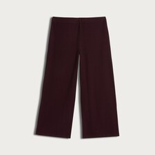 F&F Ribbed Wide Leg Co-ord Trousers in Burgundy thumbnail 4