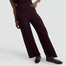 F&F Ribbed Wide Leg Co-ord Trousers in Burgundy