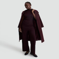 F&F Ribbed Wide Leg Co-ord Trousers in Burgundy thumbnail 2
