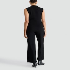 F&F Ribbed Wide Leg Co-ord Trousers in Black thumbnail 3