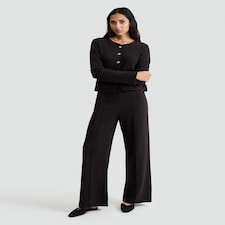 F&F Wide Leg Seam Detail Trousers in Brown