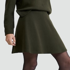 F&F Cotton Blend Flared Mini Skirt in Olive