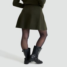 F&F Cotton Blend Flared Mini Skirt in Olive thumbnail 3