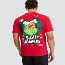 The Grinch Pure Cotton Christmas Quote T-Shirt in Red thumbnail 3