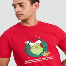 The Grinch Pure Cotton Christmas Quote T-Shirt in Red thumbnail 2