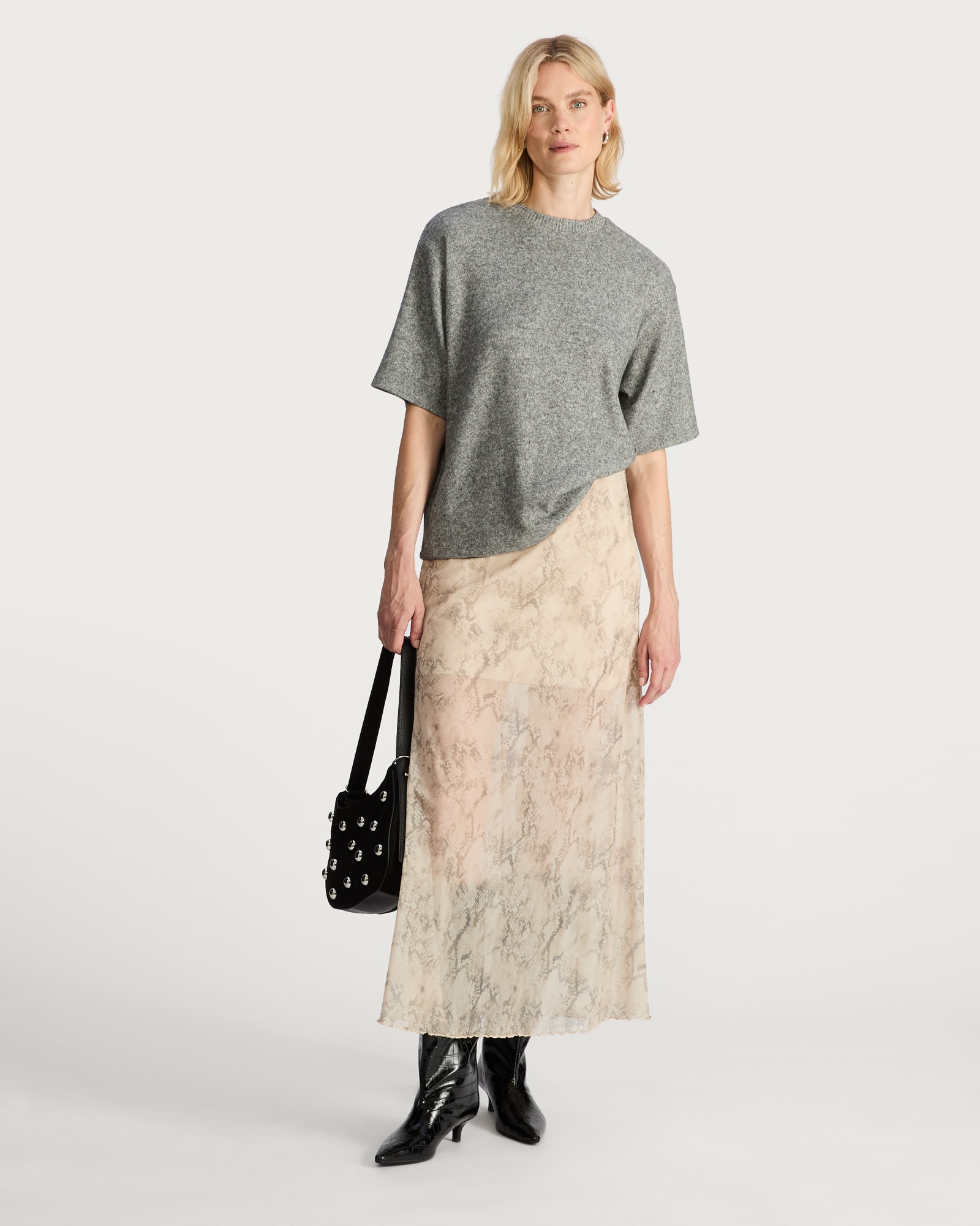 F&F Mesh Animal Print Co-ord Maxi Skirt in Neutral