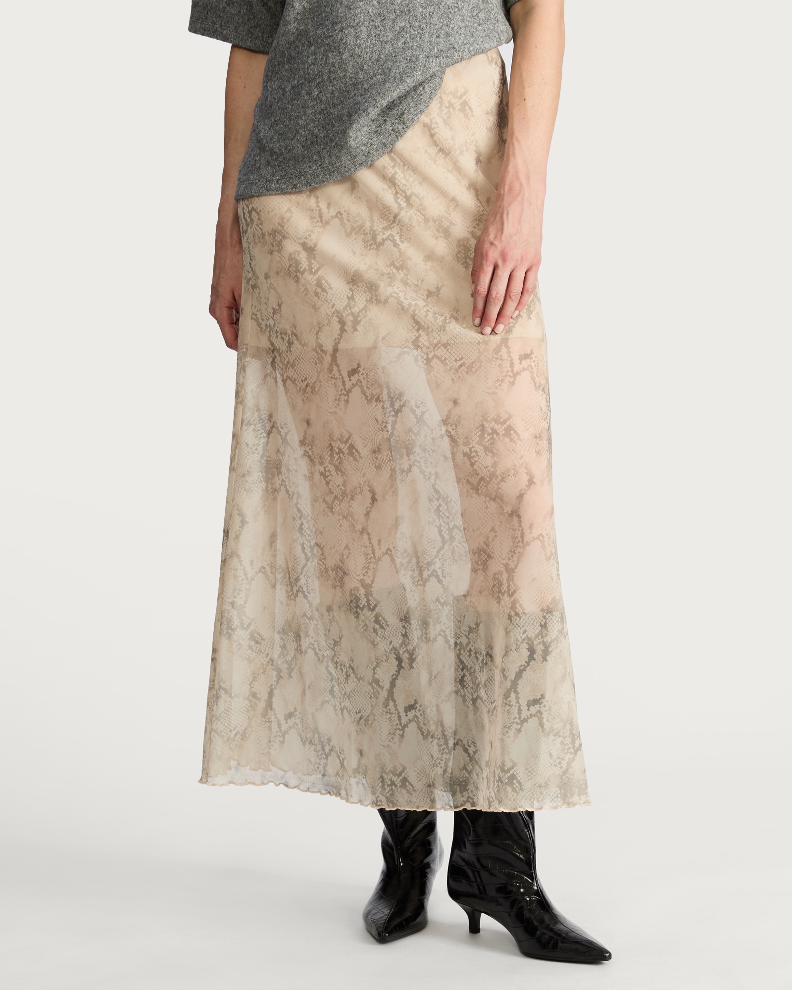 F&F Mesh Animal Print Co-ord Maxi Skirt in Neutral thumbnail 3
