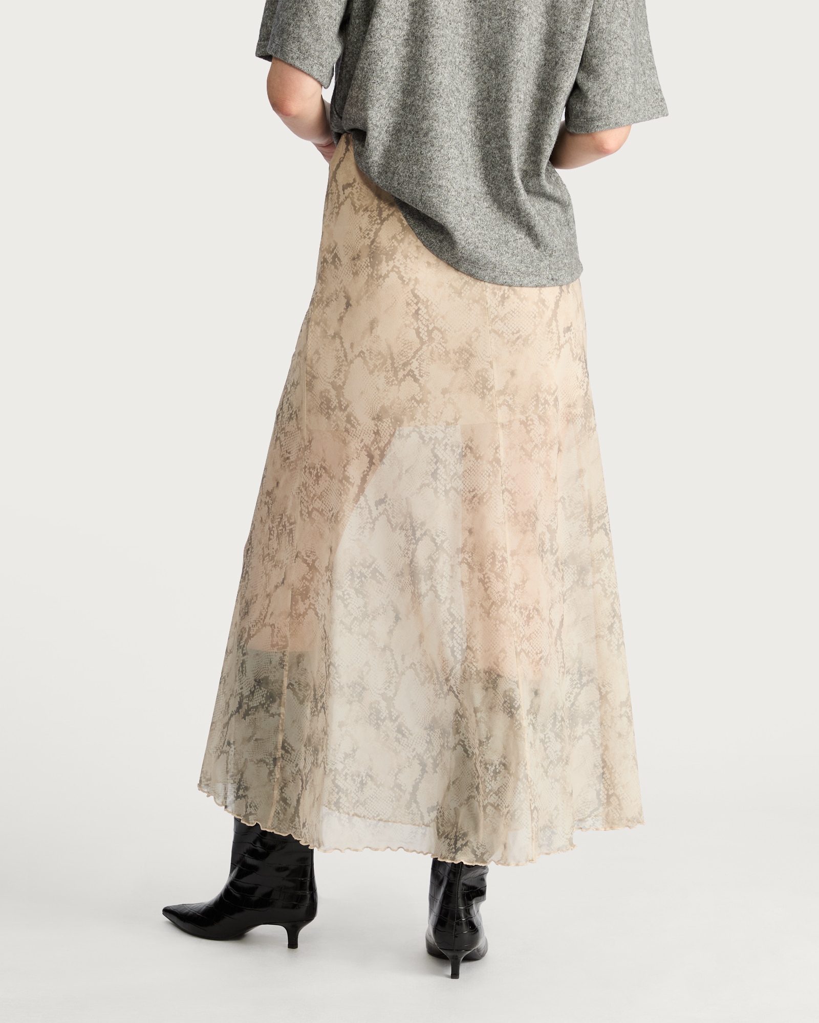 F&F Mesh Animal Print Co-ord Maxi Skirt in Neutral thumbnail 4