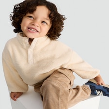 F&F Boys Fleece Button Placket Jacket in Cream