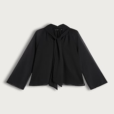 F&F Tie Neck Long Sleeved Blouse in Black thumbnail 5