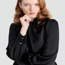 F&F Satin Tie Neck Mini Dress in Black thumbnail 2