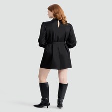 F&F Satin Tie Neck Mini Dress in Black thumbnail 3