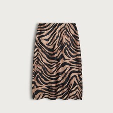 F&F Satin Zebra Print Midi Skirt in Multi Brown thumbnail 5