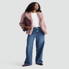 F&F Faux Fur Shawl Collar Coat in Pink