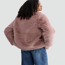 F&F Faux Fur Shawl Collar Coat in Pink thumbnail 3