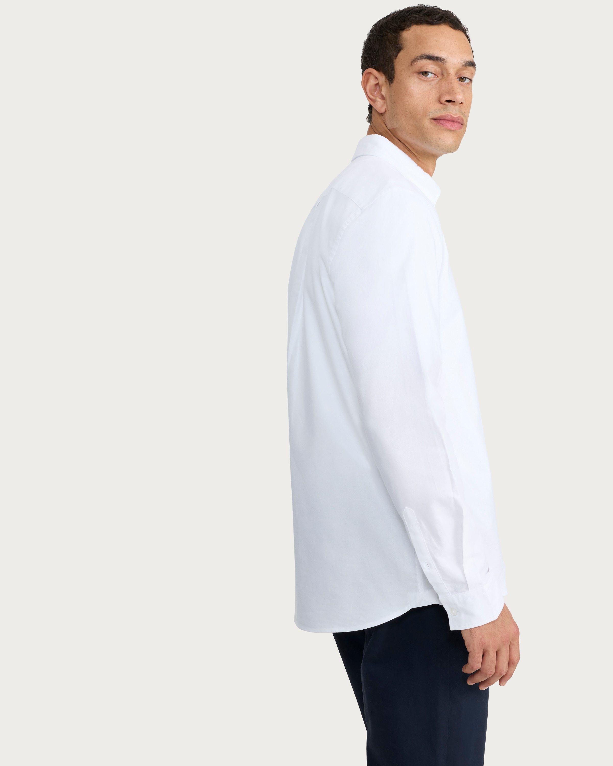 F&F Pure Cotton Brushed Button Down Oxford Shirt in White thumbnail 3