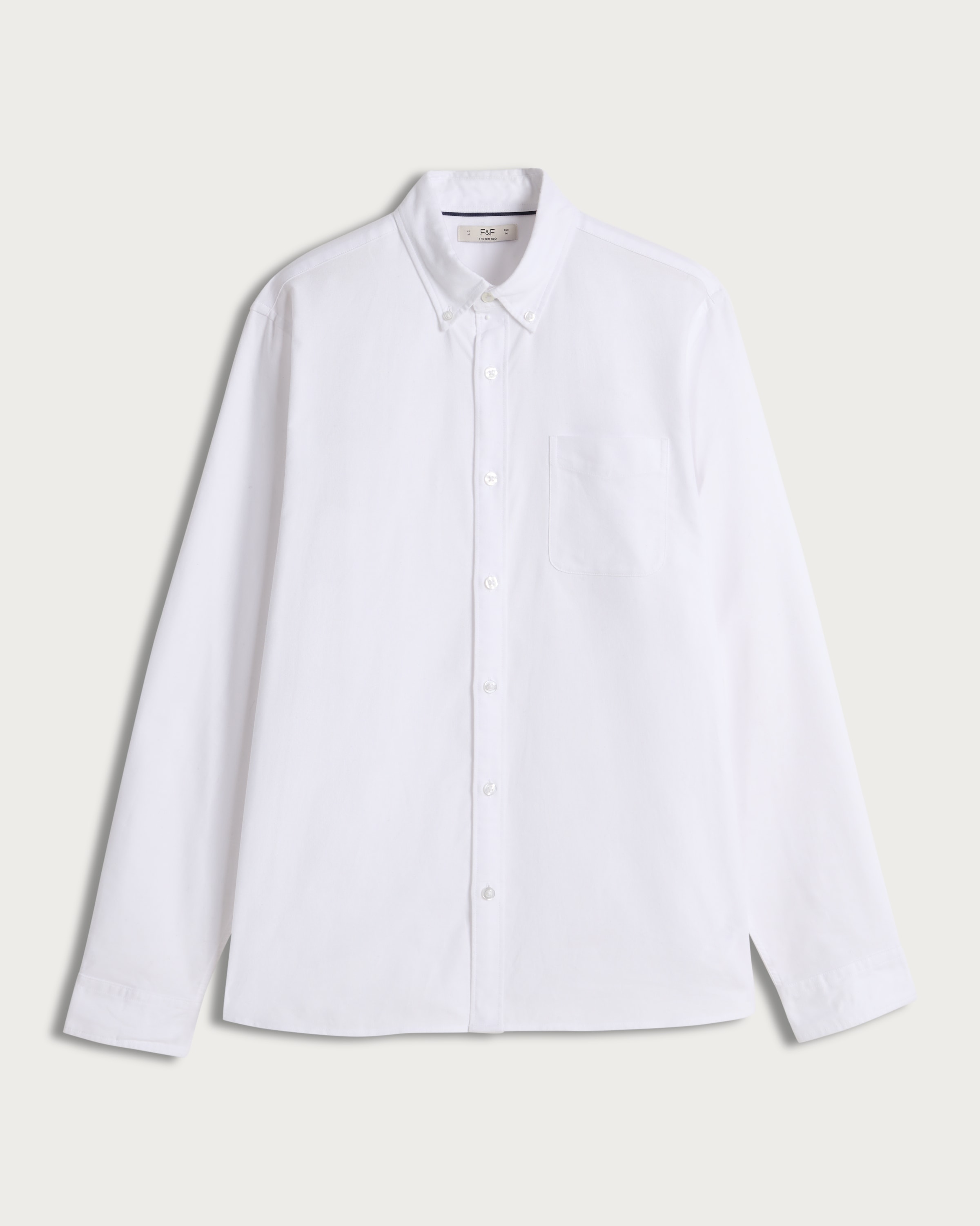 F&F Pure Cotton Brushed Button Down Oxford Shirt in White thumbnail 4